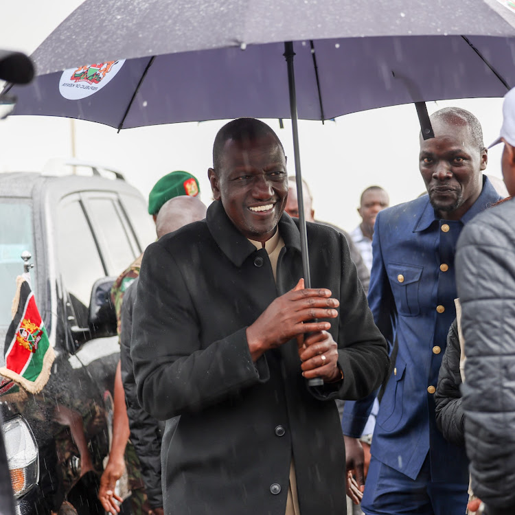 President William Ruto braves rain to address Kuresoi North residents